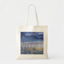 Empty beach, seascape, nautical shopping bag