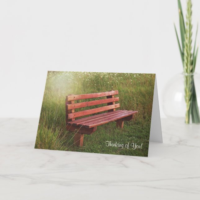 Empty Bench in Wildflowers-thinking of you Card (Front)