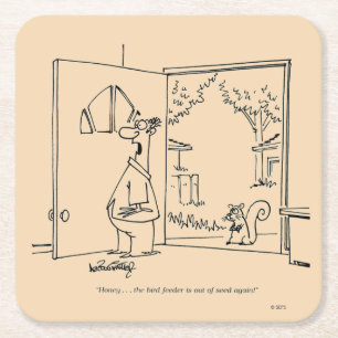 Empty Bird Feeder 2 Square Paper Coaster