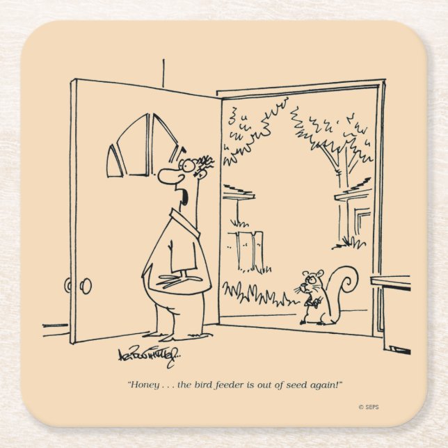 Empty Bird Feeder 2 Square Paper Coaster (Front)