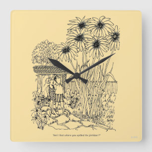 Empty Bird Feeder Square Wall Clock