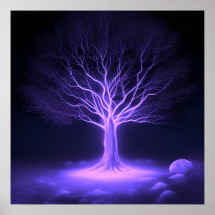 Empty Branches Glowing Tree - Purple Poster