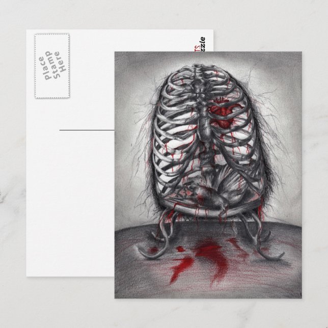 Empty Cage Anatomy Bird Heart Surreal Horror Art Postcard (Front/Back)