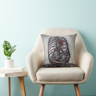 Empty Cage Anatomy Gothic Horror Original Art Cushion