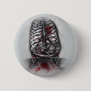 Empty Cage Anatomy Horror Art Button