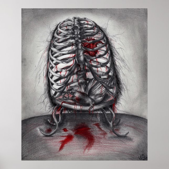 Empty Cage Anatomy Horror Original Art Poster (Front)