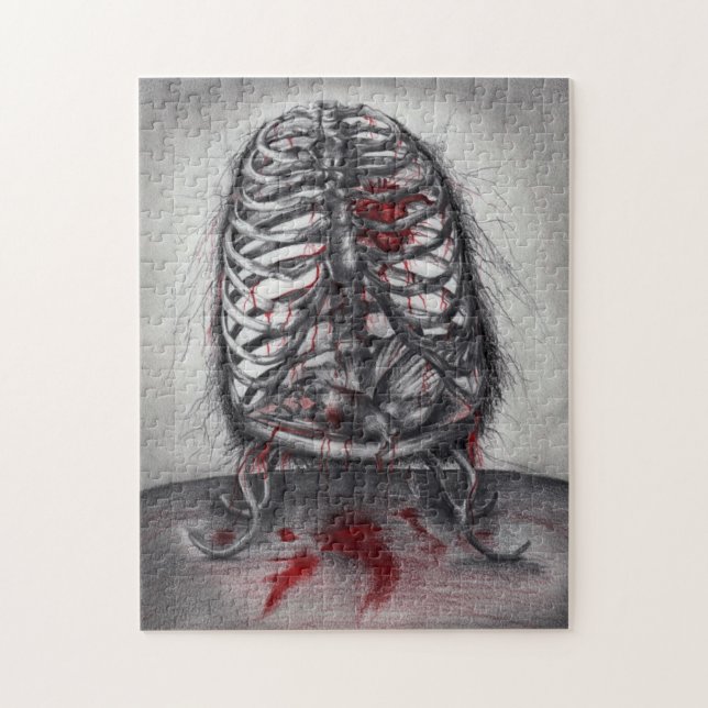 Empty Cage Anatomy Horror Original Art Puzzle (Vertical)
