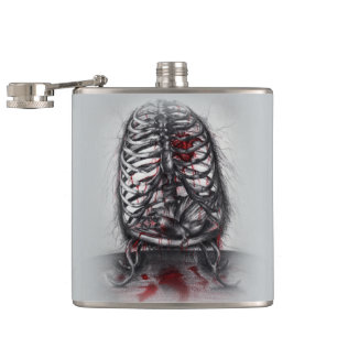 Empty Cage Anatomy Ribs Heart Surrealism Horror Hip Flask