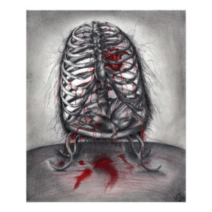 Empty Cage Bird Anatomy Goth Horror Original Art Photo Print