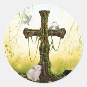 Empty cross after Easter Classic Round Sticker