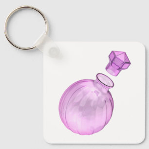 Empty decorative purple glass bottle key ring