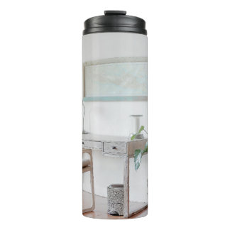 EMPTY DESK NEAR CURTAIN THERMAL TUMBLER