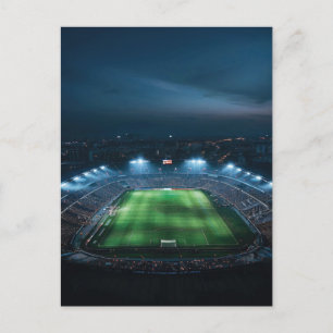 Empty football stadium at night postcard