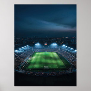 Empty football stadium at night poster
