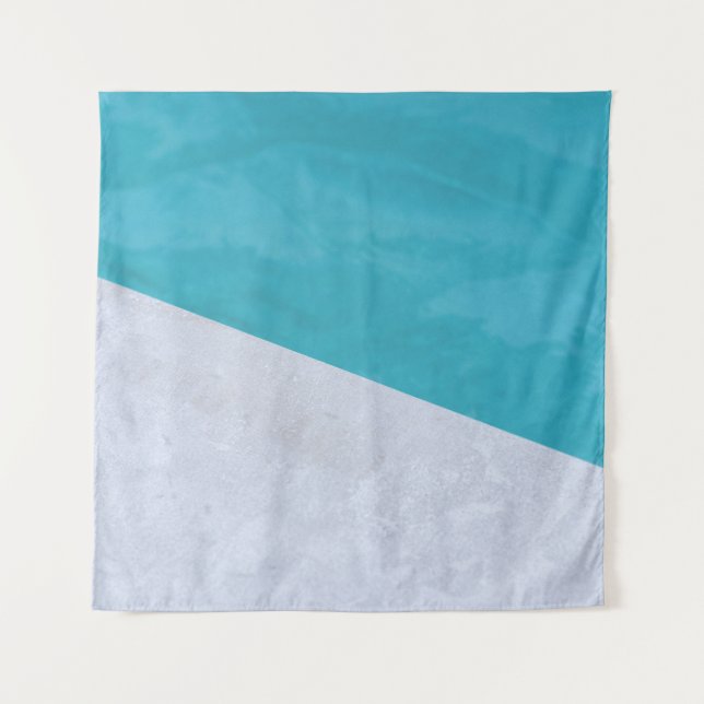Empty gray floor beside pool tapestry (Front)