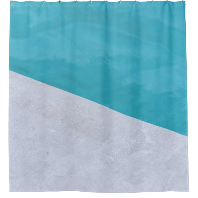 Empty grey floor beside pool shower curtain (Front)