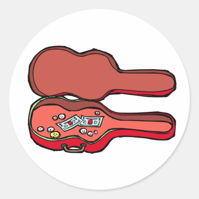 empty guitar case red.png classic round sticker (Front)