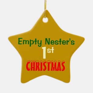 Empty Nest 1st Christmas Gold Star 2 Ceramic Tree Decoration