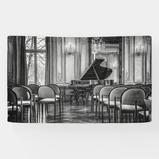 Empty Notes Black and White Music Photograph Banner (Horizontal)