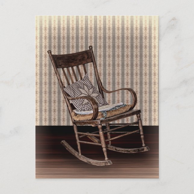 Empty Old Vintage Rocking Chair Postcard (Front)