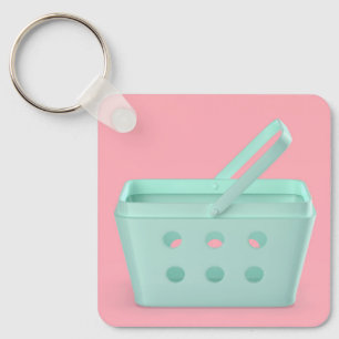Empty plastic shopping basket key ring