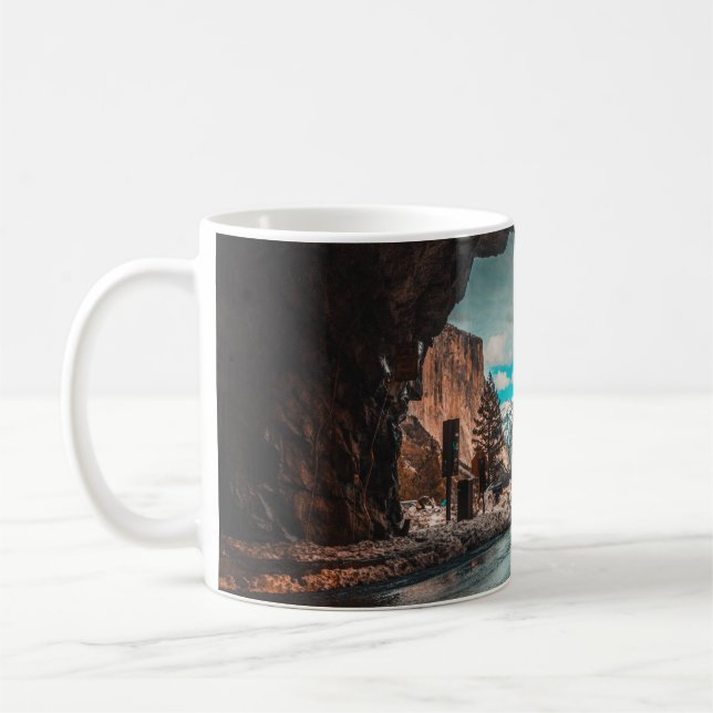 EMPTY ROAD TUNNEL LEADING TO MOUNTAINS COFFEE MUG (Left)
