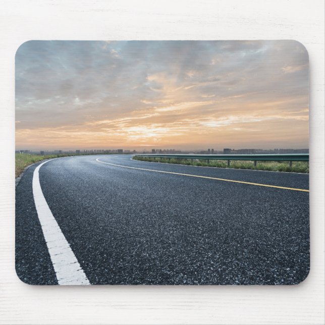 Empty Tarmac Road Against Sunset Sky Mouse Mat (Front)