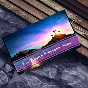 Empty Tomb Three Crosses Sunset Church Pastor Business Card