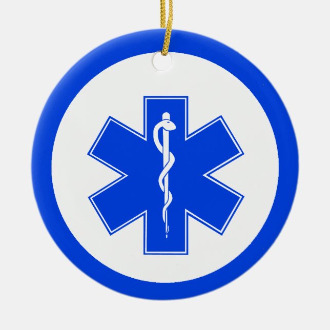 EMS Blue Star of Life Christmas Ornament (Front)