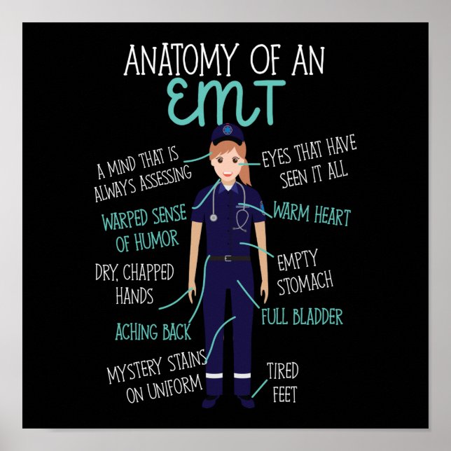 EMS Emergency Anatomy Of An Emt Poster (Front)