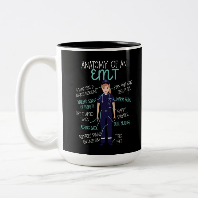 EMS Emergency Anatomy Of An Emt Two-Tone Coffee Mug (Left)
