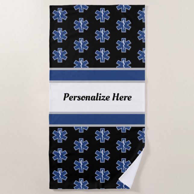 EMS Emergency Logo   Beach Towel (Front)