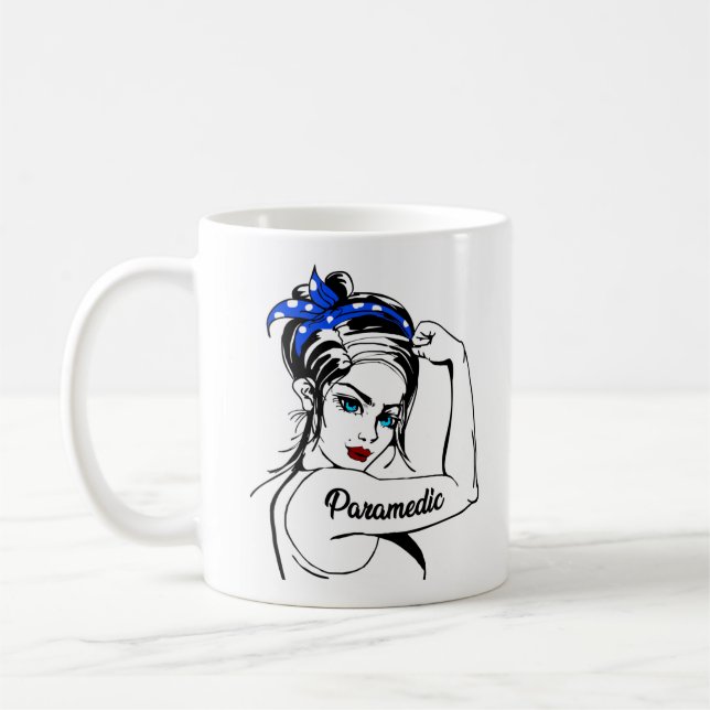 EMS Emergency Paramedic Rosie The Riveter Coffee Mug (Left)