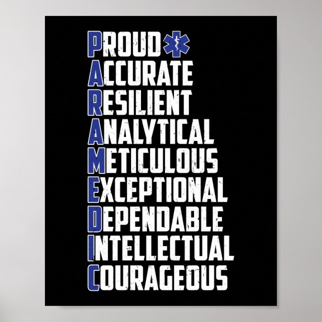 EMS Emergency Paramedic Word Cloud Poster (Front)