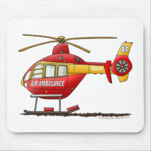 EMS EMT Rescue Medical Helicopter Ambulance Mouse Mat
