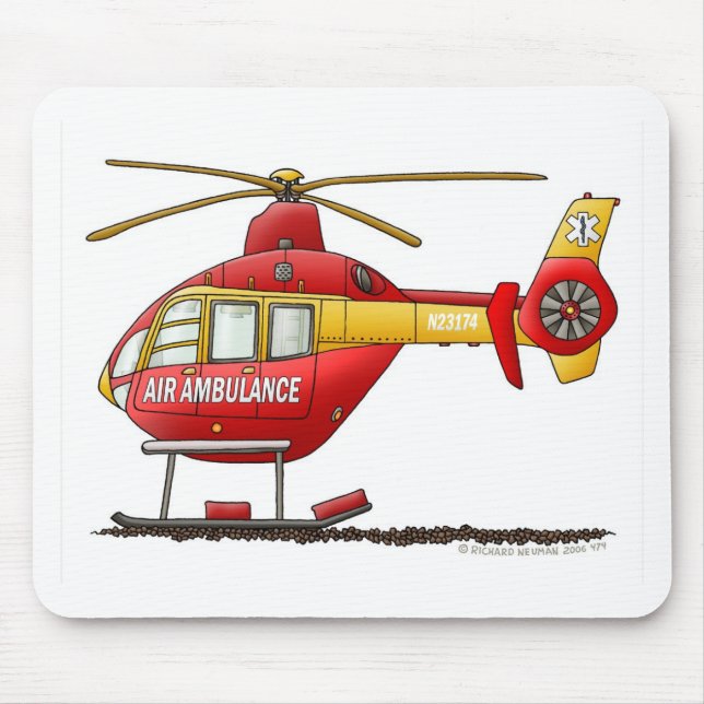 EMS EMT Rescue Medical Helicopter Ambulance Mouse Mat (Front)