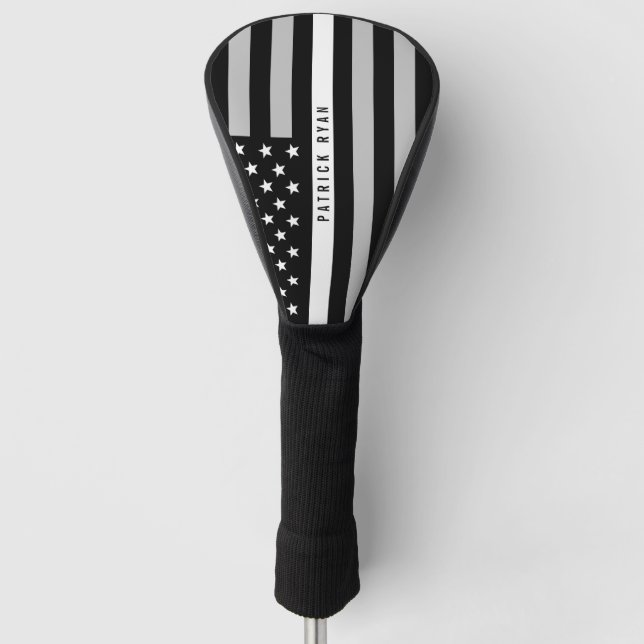 EMS EMT Thin White Line American Flag Monogram Golf Head Cover (Front)