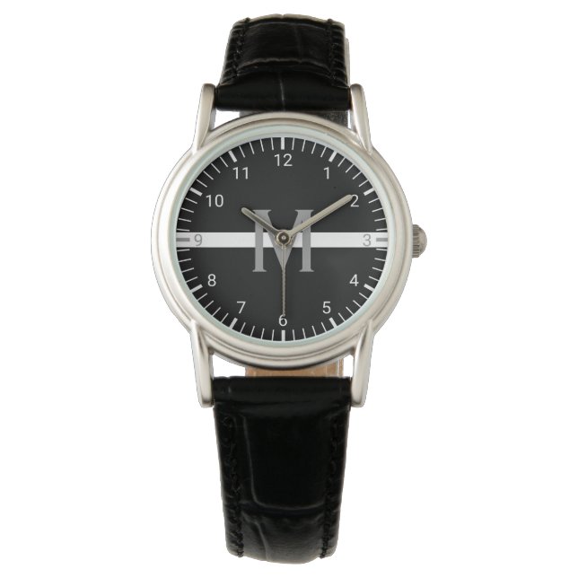 EMS EMT Thin White Line Monogrammed Watch (Front)