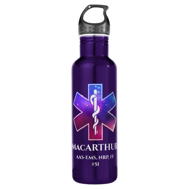 EMS Logo - "Cosmic Star of Life" 710 Ml Water Bottle (Front)