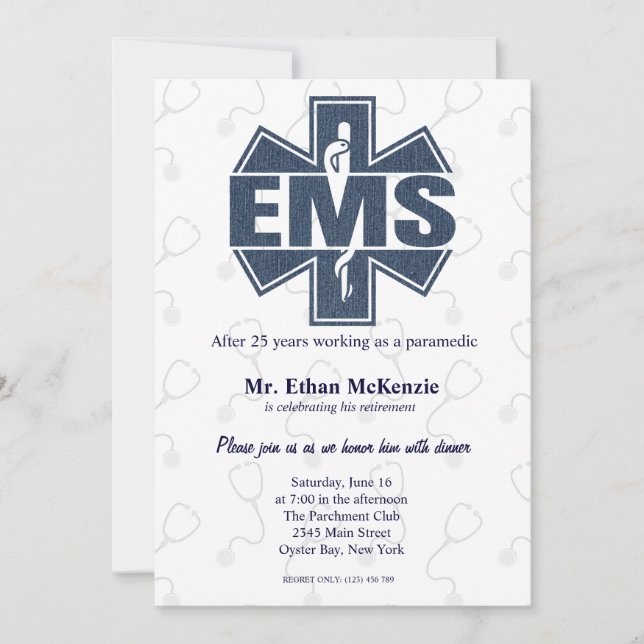 EMS retirement Denim texture Invitation (Front)