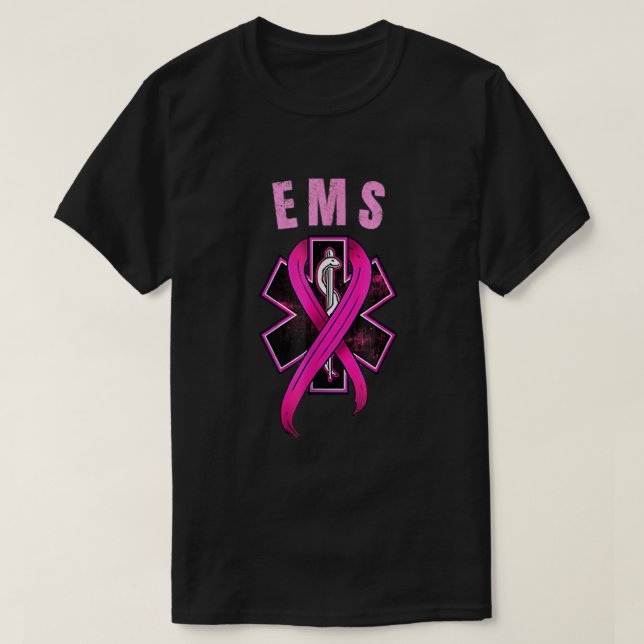 EMS Symbol For A Cure Breast Cancer Awareness Pink T-Shirt (Design Front)