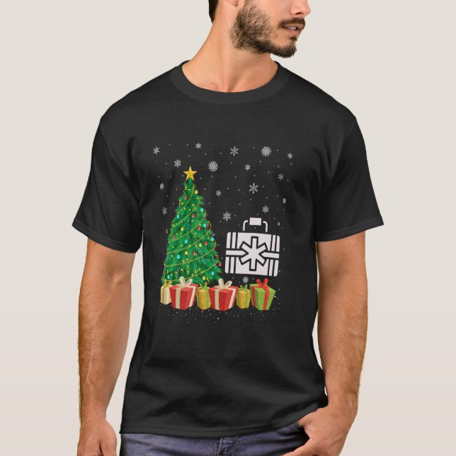 EMS Xmas Tree Lighting Santa Hat EMS Christmas T-Shirt (Front)