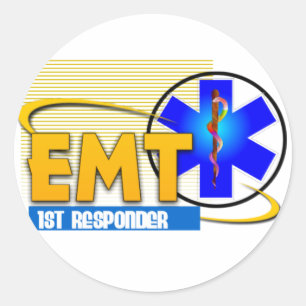 EMT 1ST RESPONDER EMERGENCY MEDICAL TECHNICIAN CLASSIC ROUND STICKER