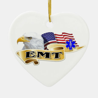 EMT American Pride Eagle Flag Ceramic Tree Decoration