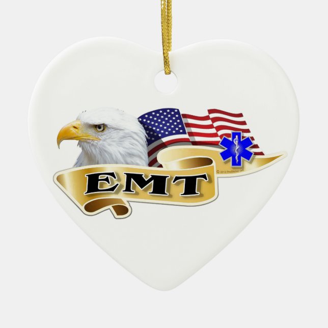 EMT American Pride Eagle Flag Ceramic Tree Decoration (Front)
