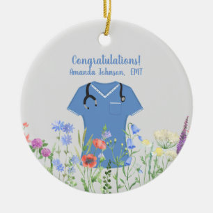 EMT Blue Scrubs Ceramic Tree Decoration