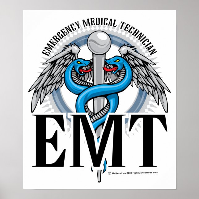 EMT Caduceus Blue Poster (Front)