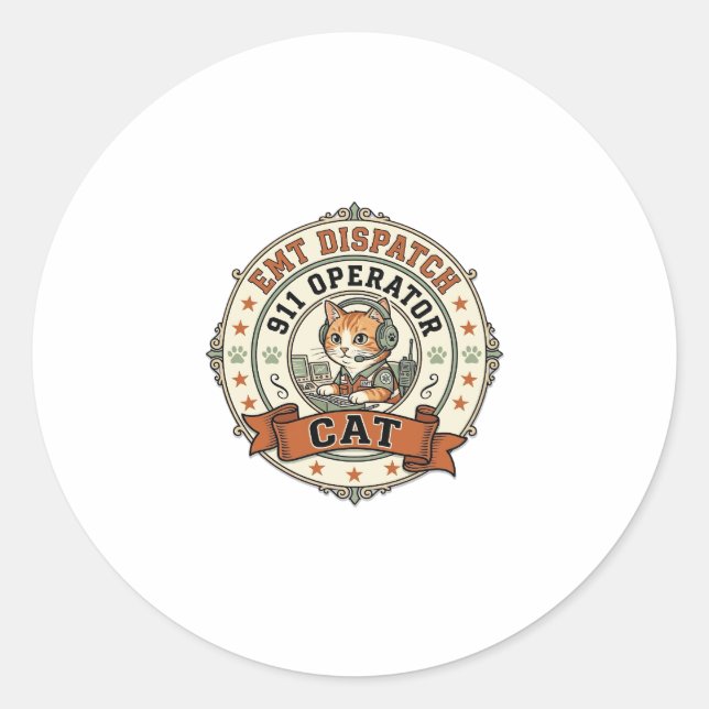 EMT Dispatch 911 Operator Cat EMT Dispatch 911 Ope Classic Round Sticker (Front)