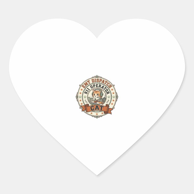 EMT Dispatch 911 Operator Cat EMT Dispatch 911 Ope Heart Sticker (Front)