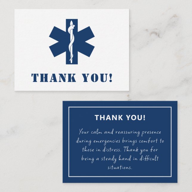 EMT Emergency Medical Services EMS Appreciation Card (Front/Back)
